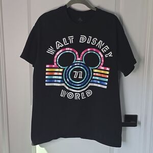 Walt Disney World Disney Black Retro 71 Mickey Mouse T-Shirt - Size Large